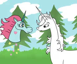 Size: 1296x1080 | Tagged: safe, artist:deaf-machbot, banned from derpibooru, deleted from derpibooru, derpibooru import, unicorn, cloud, crossover, marigold heavenly nostrils, not mlp, phoebe and her unicorn, pony head, princess pony head, star vs the forces of evil, stare, tree