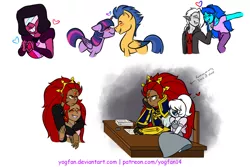 Size: 1024x683 | Tagged: safe, artist:yogfan, banned from derpibooru, deleted from derpibooru, derpibooru import, flash sentry, twilight sparkle, crossover, female, flashlight, ganondorf, garnet (steven universe), ghirahim, male, nabooru, shipping, steven universe, straight, the legend of zelda