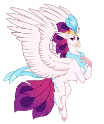 Size: 1600x1900 | Tagged: safe, artist:harmoniousrain, banned from derpibooru, deleted from derpibooru, derpibooru import, queen novo, classical hippogriff, hippogriff, unicorn, my little pony: the movie, queen, simple background, smiling, solo, transparent background, unshorn fetlocks