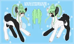 Size: 2020x1211 | Tagged: safe, artist:popcornhorns, banned from derpibooru, deleted from derpibooru, derpibooru import, oc, oc:jia-li, unofficial characters only, bear, panda, panda pony, pony, chest fluff, female, reference sheet, solo