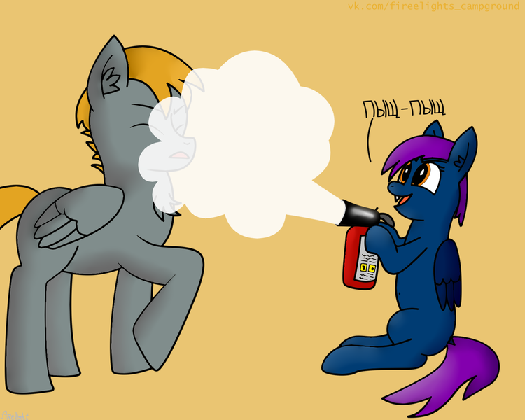 Size: 1600x1280 | Tagged: safe, artist:firelight_thunderlane, banned from derpibooru, deleted from derpibooru, derpibooru import, oc, oc:rocky, oc:windvile, unofficial characters only, pegasus, pony, fire extinguisher