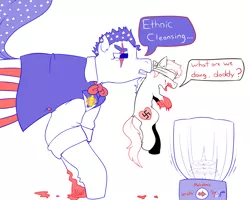 Size: 2187x1748 | Tagged: grimdark, banned from derpibooru, deleted from derpibooru, derpibooru import, oc, oc:aryanne, abuse, blindfold, blood, edgy, imminent death, nazi, op is a faggot, ow the edge, uncle sam