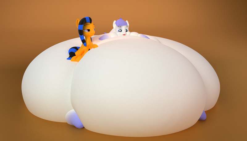 Size: 3456x1971 | Tagged: questionable, artist:kurro, banned from derpibooru, deleted from derpibooru, derpibooru import, oc, oc:glowstick explosion, oc:kurro, unofficial characters only, 3d, abstract background, bedroom eyes, belly, belly bed, bhm, big belly, blender, butt, cuddling, duo, eyes closed, fat, huge belly, huge butt, immobile, impossibly large belly, impossibly large butt, large butt, lying on top of someone, morbidly obese, neck roll, obese