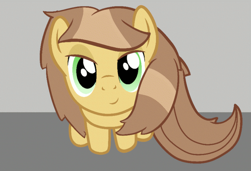 Size: 850x580 | Tagged: safe, artist:fillerartist, banned from derpibooru, deleted from derpibooru, derpibooru import, part of a set, oc, oc:milly millstone, unofficial characters only, earth pony, pony, 2d, 3d, animated, badumsquish's kitties, blender, bouncing, error, female, i can't believe it's not badumsquish, illusion, lidded eyes, looking at you, looking up, mare, sitting, smiling, solo, test
