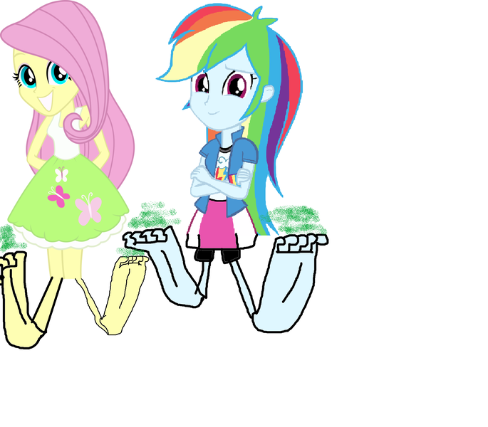 Size: 1818x1592 | Tagged: suggestive, artist:jerrybonds1995, banned from derpibooru, deleted from derpibooru, derpibooru import, fluttershy, rainbow dash, equestria girls, 1000 hours in ms paint, feet, fetish, foot fetish, smelly