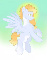 Size: 700x900 | Tagged: safe, artist:dunefilly, banned from derpibooru, deleted from derpibooru, derpibooru import, oc, oc:gusty apple, unofficial characters only, pegasus, female, flying, mare, offspring, parent:applejack, parent:soarin', parents:soarinjack, solo