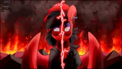 Size: 1024x576 | Tagged: safe, artist:isaacs-collar, banned from derpibooru, deleted from derpibooru, derpibooru import, oc, oc:toonkriticy2k, unofficial characters only, pegasus, pony, red and black oc, solo