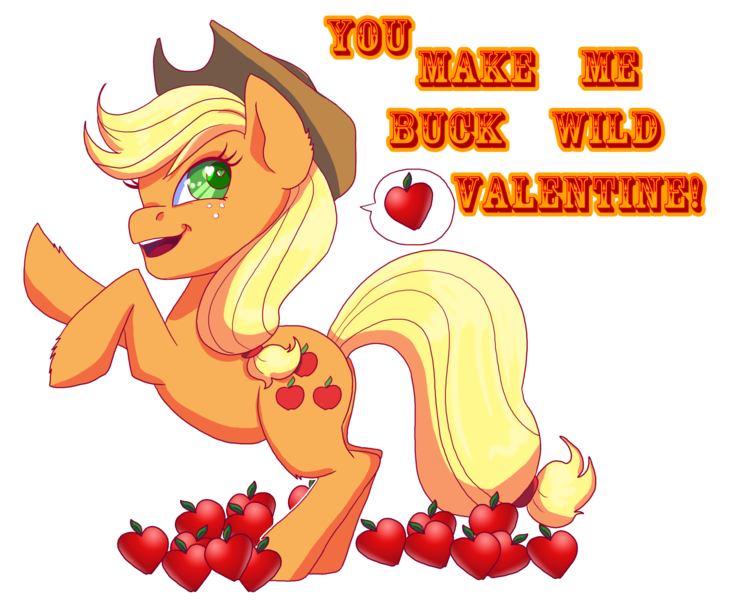 Size: 2550x2080 | Tagged: safe, artist:xxcommandershepardxx, banned from derpibooru, deleted from derpibooru, derpibooru import, applejack, pony, apple, food, heart, holiday, simple background, solo, transparent background, valentine, valentine's day