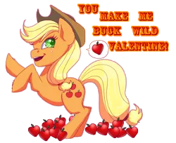 Size: 2550x2080 | Tagged: safe, artist:xxcommandershepardxx, banned from derpibooru, deleted from derpibooru, derpibooru import, applejack, pony, apple, food, heart, holiday, simple background, solo, transparent background, valentine, valentine's day