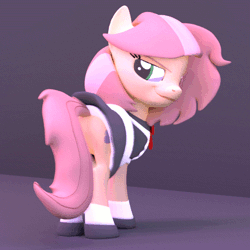 Size: 480x480 | Tagged: suggestive, artist:fillerartist, banned from derpibooru, deleted from derpibooru, derpibooru import, oc, oc:milly millstone, pony, 3d, 60 fps, animated, blender, butt, butt shake, clothes, cutie mark, error, female, lidded eyes, looking at you, plot, smug, solo, solo female