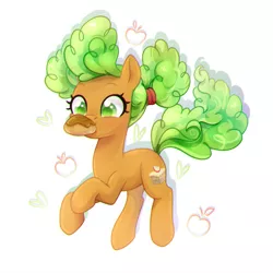 Size: 900x900 | Tagged: safe, artist:jumblehorse, banned from derpibooru, deleted from derpibooru, derpibooru import, apple brown betty, earth pony, pony, apple family member, cute, female, food, mare, mouth hold, pastry, solo