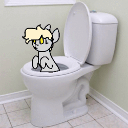 Size: 250x250 | Tagged: safe, artist:nootaz, banned from derpibooru, deleted from derpibooru, derpibooru import, edit, derpy hooves, pegasus, pony, animated, but why, female, flush, mare, spin, toilet