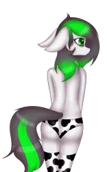Size: 2294x3675 | Tagged: suggestive, artist:mimihappy99, banned from derpibooru, deleted from derpibooru, derpibooru import, oc, oc:wubsy, unofficial characters only, cow, earth pony, pony, semi-anthro, animal print underwear, clothes, cowprint, female, mare, panties, simple background, socks, solo, solo female, transparent background, underwear, wingding eyes