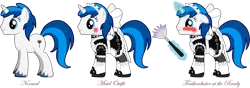 Size: 4188x1473 | Tagged: suggestive, banned from derpibooru, deleted from derpibooru, derpibooru import, oc, oc:feathertrap, unofficial characters only, pony, unicorn, pony creator, 1000 hours in gimp, clothes, crossdressing, fake eyelashes, maid, male, reference sheet, sissy, solo, stallion