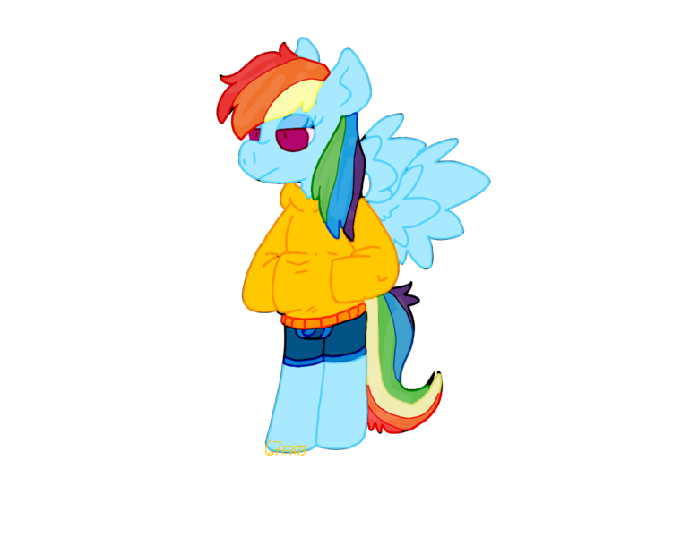 Size: 1251x988 | Tagged: safe, artist:67fats, banned from derpibooru, deleted from derpibooru, derpibooru import, rainbow dash, anthro, boxers, clothes, female, image, multicolored hair, png, rainbow hair, simple background, standing, sweater, transparent background, underwear, wings