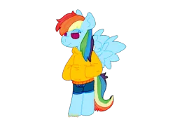 Size: 1251x988 | Tagged: safe, artist:67fats, banned from derpibooru, deleted from derpibooru, derpibooru import, rainbow dash, anthro, boxers, clothes, female, image, multicolored hair, png, rainbow hair, simple background, standing, sweater, transparent background, underwear, wings