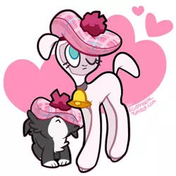 Size: 754x754 | Tagged: safe, artist:egophiliac, banned from derpibooru, deleted from derpibooru, derpibooru import, pom lamb, sheep, them's fightin' herds, community related, cute, hat, heart, hnnng, lamb, one eye closed, puppy