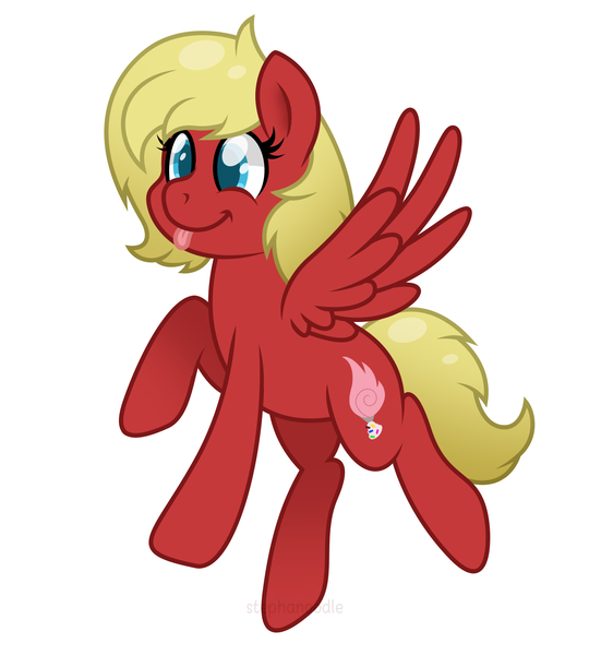 Size: 1426x1552 | Tagged: safe, artist:stephanoodle, banned from derpibooru, deleted from derpibooru, derpibooru import, oc, oc:sugar wings, unofficial characters only, pegasus, pony, happy, raspberry, simple background, smiling, solo, tongue out, white background