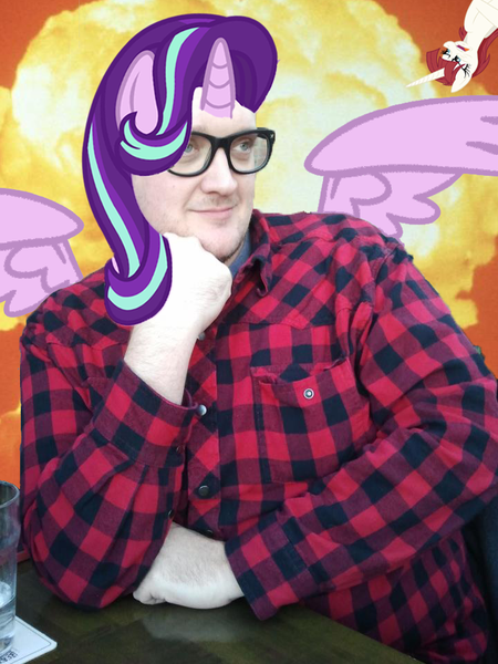 Size: 720x960 | Tagged: safe, banned from derpibooru, deleted from derpibooru, derpibooru import, starlight glimmer, oc, oc:fausticorn, alicorn, human, pony, unicorn, disgusted, exploitable meme, explosion, glimmerposting, jim miller, meme