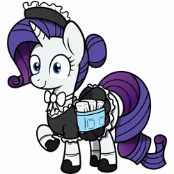 Size: 1883x1883 | Tagged: safe, artist:skitter, banned from derpibooru, deleted from derpibooru, derpibooru import, rarity, bad end, clothes, diaper, hypnosis, maid, solo