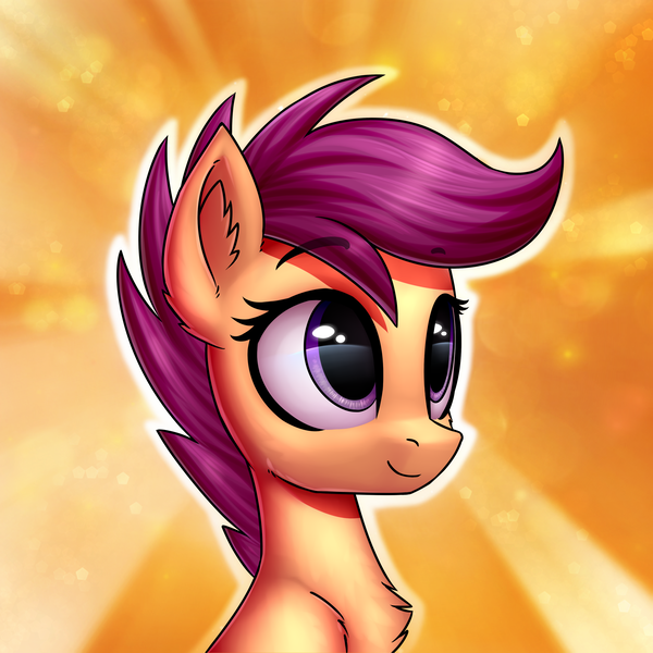 Size: 3000x3000 | Tagged: safe, artist:conniethecasanova, artist:setharu, banned from derpibooru, deleted from derpibooru, derpibooru import, edit, scootaloo, pony, bust, female, filly, solo