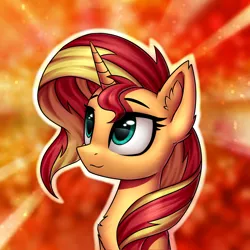 Size: 3000x3000 | Tagged: safe, artist:conniethecasanova, artist:setharu, banned from derpibooru, deleted from derpibooru, derpibooru import, edit, sunset shimmer, pony, unicorn, catasterism, cute, female, mare, shimmerbetes, smiling, solo, sunshine shimmer