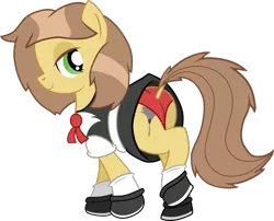 Size: 673x544 | Tagged: suggestive, artist:fillerartist, banned from derpibooru, deleted from derpibooru, derpibooru import, oc, oc:milly millstone, pony, .svg available, butt, clothes, female, looking at you, mare, plot, simple background, smiling, smirk, svg, transparent background, vector