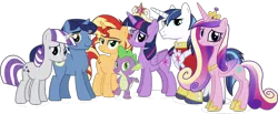 Size: 2048x846 | Tagged: artist needed, safe, banned from derpibooru, deleted from derpibooru, derpibooru import, editor:superbobiann, night light, princess cadance, shining armor, spike, sunset shimmer, twilight sparkle, twilight velvet, alicorn, big crown thingy, element of magic, family, jewelry, regalia, simple background, sparkle family, spike's family, transparent background, twilight's parents, twilight sparkle (alicorn)
