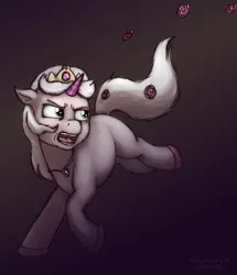 Size: 1111x1294 | Tagged: safe, artist:haretrinity, banned from derpibooru, deleted from derpibooru, derpibooru import, pony, unicorn, female, filly funtasia, kicking, looking back, open mouth, rose (filly funtasia), solo