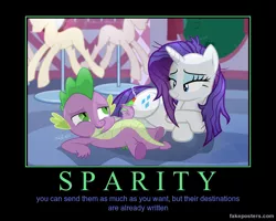 Size: 600x480 | Tagged: safe, artist:shutterflyeqd, banned from derpibooru, deleted from derpibooru, derpibooru import, edit, rarity, spike, dragon, unicorn, anti-shipping, cigarette, demotivational poster, female, male, meme, shipping, sparity, straight, text