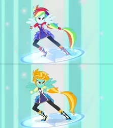 Size: 1920x2162 | Tagged: safe, artist:3d4d, artist:punzil504, banned from derpibooru, deleted from derpibooru, derpibooru import, edit, edited screencap, screencap, vector edit, lightning dust, rainbow dash, equestria girls, equestria girls series, forgotten friendship, clothes, equestria girls-ified, ponied up, super ponied up, vector