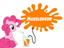 Size: 800x608 | Tagged: safe, artist:ianpony98, artist:luckreza8, banned from derpibooru, deleted from derpibooru, derpibooru import, edit, pinkie pie, hose, juice, logo, nickelodeon, orange juice