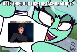Size: 760x512 | Tagged: safe, artist:quarium edits, banned from derpibooru, deleted from derpibooru, derpibooru import, edit, discord, lyra heartstrings, pony, unicorn, book, caption, ed edd n eddy, exploitable meme, face of mercy, female, hoof hold, image macro, lyra's fact book, mare, meme, mercy graves, open mouth, overwatch, pointing, pun, superman, text, twilight's fact book, visual pun