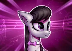 Size: 3508x2480 | Tagged: safe, artist:conniethecasanova, artist:setharu, banned from derpibooru, deleted from derpibooru, derpibooru import, edit, octavia melody, earth pony, pony, bowtie, bust, ear fluff, female, high res, looking away, mare, smiling, solo