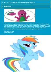 Size: 744x1057 | Tagged: safe, banned from derpibooru, deleted from derpibooru, derpibooru import, rainbow dash, barney