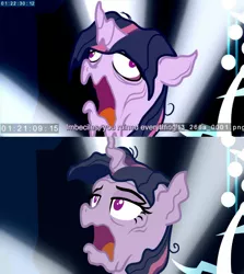 Size: 1920x2149 | Tagged: safe, banned from derpibooru, deleted from derpibooru, derpibooru import, screencap, tree of harmony, twilight sparkle, the mean 6, clone, comparison, melting, wat, you know for kids ;)