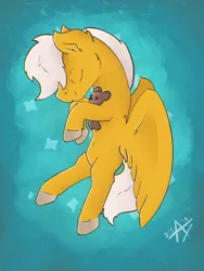 Size: 1536x2048 | Tagged: safe, artist:vepra, banned from derpibooru, deleted from derpibooru, derpibooru import, pegasus, pony, eyes closed, plushie, teddy bear