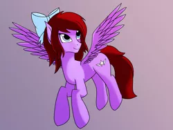 Size: 2016x1512 | Tagged: safe, artist:casparraillen, banned from derpibooru, deleted from derpibooru, derpibooru import, oc, oc:angel star, pegasus, angel, art, auburn hair, auburn mane, auburn tail, blue bow, blue eyes, blue ribbon, bow, brown hair, brown mane, brown tail, cutie mark, female, gift art, present, purple coat, ribbon, simple background, solo, stars, wings