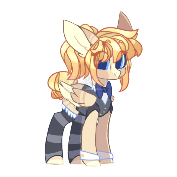 Size: 4000x4000 | Tagged: safe, artist:angelbeat-drift, banned from derpibooru, deleted from derpibooru, derpibooru import, oc, oc:wonder, unofficial characters only, pegasus, pony, bowtie, clothes, cuffs (clothes), simple background, smiling, socks, solo, stockings, striped socks, thigh highs, transparent background, vest, watermark