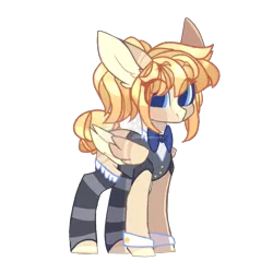 Size: 4000x4000 | Tagged: safe, artist:angelbeat-drift, banned from derpibooru, deleted from derpibooru, derpibooru import, oc, oc:wonder, unofficial characters only, pegasus, pony, bowtie, clothes, cuffs (clothes), simple background, smiling, socks, solo, stockings, striped socks, thigh highs, transparent background, vest, watermark