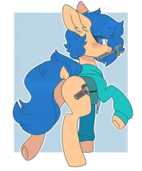 Size: 816x979 | Tagged: safe, artist:angelbeat-drift, banned from derpibooru, deleted from derpibooru, derpibooru import, oc, oc:rusty wrench, unofficial characters only, earth pony, clothes, female, heart eyes, hoodie, simple background, solo, transparent background, wingding eyes, wrench