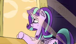 Size: 1532x894 | Tagged: safe, artist:fezan, banned from derpibooru, deleted from derpibooru, derpibooru import, starlight glimmer, pony, unicorn, bag, crying, female, saddle bag, solo