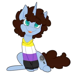 Size: 1324x1342 | Tagged: safe, artist:xenovie, banned from derpibooru, deleted from derpibooru, derpibooru import, oc, oc:mic drop, unofficial characters only, nonbinary, nonbinary flag, nonbinary sweater, simple background, solo, transparent background