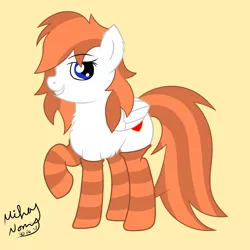 Size: 2000x2000 | Tagged: safe, artist:mihaynoms, banned from derpibooru, deleted from derpibooru, derpibooru import, oc, oc:manuetta, clothes, cuddly, cute, female, fluffy, rule 63, socks, soft, striped socks