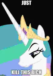 Size: 5000x7123 | Tagged: safe, banned from derpibooru, deleted from derpibooru, derpibooru import, princess celestia, caption, image macro, meme, needs more jpeg, simple background, text