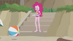 Size: 1280x720 | Tagged: safe, banned from derpibooru, deleted from derpibooru, derpibooru import, screencap, fluttershy, pinkie pie, rainbow dash, rarity, equestria girls, equestria girls series, too hot to handle, animated, barefoot, clothes, feet, sound, swimsuit, webm