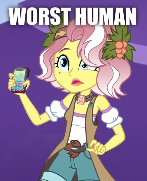 Size: 498x615 | Tagged: safe, banned from derpibooru, deleted from derpibooru, derpibooru import, edit, edited screencap, editor:grapefruitface, screencap, vignette valencia, equestria girls, equestria girls series, rollercoaster of friendship, abuse, downvote bait, fuck you, holly, meme, mobile phone, opinion, phone, shitposting, smartphone, thot, worst human
