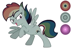 Size: 1732x1140 | Tagged: safe, artist:diamond-chiva, banned from derpibooru, deleted from derpibooru, derpibooru import, oc, oc:rainbow flash, pegasus, pony, female, mare, not rainbow dash, rearing, reference sheet, simple background, solo, transparent background