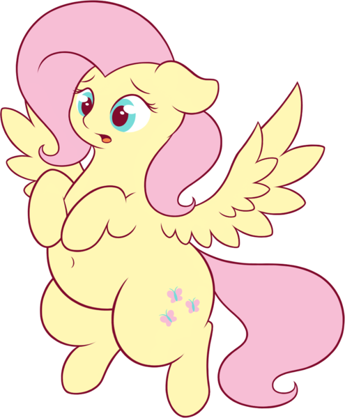 Size: 1003x1215 | Tagged: safe, artist:onlytheponies, banned from derpibooru, deleted from derpibooru, derpibooru import, fluttershy, pegasus, pony, belly button, chubby, fat, fattershy, female, mare, open mouth, simple background, solo, spread wings, transparent background, wings