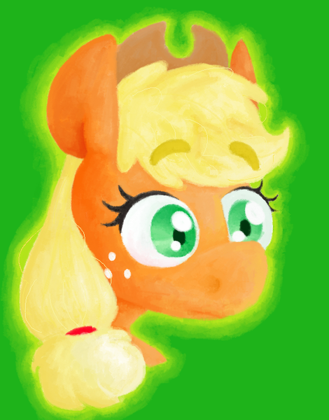 Size: 564x720 | Tagged: safe, artist:67fats, banned from derpibooru, deleted from derpibooru, derpibooru import, applejack, bust, female, green background, mare, ms paint, simple background, solo